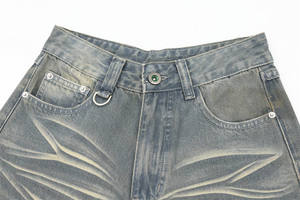 Pantalones Cortos de Mezclilla de Algodón Lavado Oscuro, Estilo Vintage, Holgados y Desgastados, Personalizados, para Hombre, Moda Urbana de Verano - Product Image 2