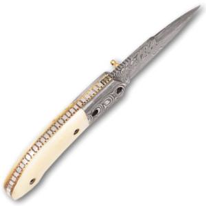 Cuchillo Plegable Bowie de Acero de Damasco Hecho a Mano de 4 Pulgadas para Acampada al Aire Libre, con Bloqueo Liner Lock, Venta al por Mayor, Fabricación OEM/ODM - Product Image 4