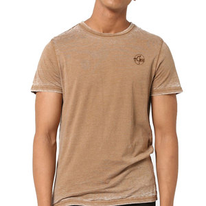 T-shirt délavé à l'acide pour homme, coupe ample, décontracté, en coton, commande en gros, fourniture d'usine, t-shirt épais délavé à l'acide pour homme - Product Image 1