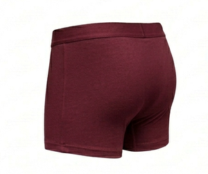 Boxers pour hommes couleur bordeaux, coupe confortable, sous-vêtements tricotés teints unis - Product Image 4