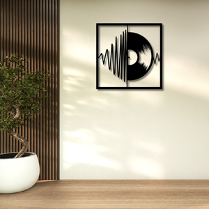 Arte de Pared Metálico Minimalista Moderno con Diseño de Disco de Vinilo, Silueta de Onda Sonora, Escultura Decorativa de Hierro Cortada con Láser para el Hogar o Estudio Musical - Product Image 3