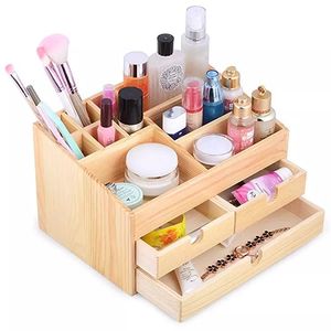 High Quality Handmade Square Wooden Makeup <b>Storage</b> Organizer | Eco-Friendly <b>Tabletop</b> Cosmetic Holder for Anniversary Wedding | - Product Image 1