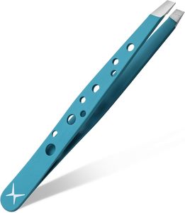 Ensemble de pinces à sourcils courbées en acier inoxydable sans soudure, étui en PU, pointes inclinées, pinces de précision durables, classiques - Product Image 3