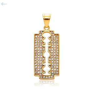 Colgante de Cuchilla de Afeitar de Moissanita Iced Out, Chapado en Oro Amarillo, Amuletos Hip Hop, Joyería Temática para Uso Diario, Colgante Personalizado para Rapper - Product Image 3