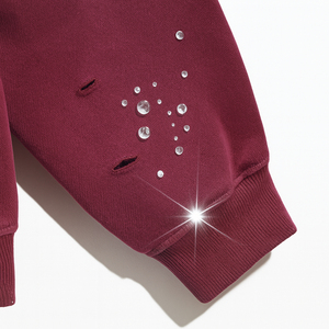 Sweat-shirt à capuche unisexe en strass, style charmant, coupe ample décontractée, tricoté en polyester, idéal pour l'automne - Product Image 5