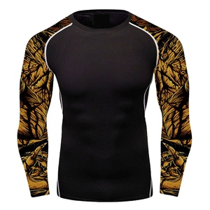 Men's Long Sleeve Rash Guard Full Sleeve <b>Compression</b> <b>Shirt</b> Quick Dry Printed Sport Top Black White Pattern Adult - Product Image 6
