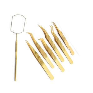 Light Gold Eyelash Extension Tweezers Stainless Steel Mirror Finish Custom Logo Professional Lash <b>Tool</b> for Beauty Salon - Product Image 1