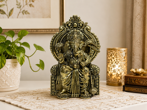 Brass Ganesh Singhasan <b>Statue</b> <b>Religious</b> Home Decor Artifact for Temple Spiritual Gift - Product Image 1