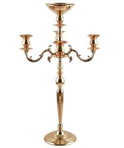 Candelabro Antiguo de Metal de 3 Brazos con 2 Portavelas Cónicos, Forma Alta Navideña para Decoración de Mesa en Bodas y Hogar - Product Image 4