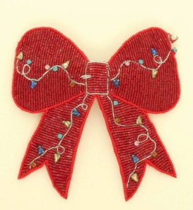 Pink Christmas <b>Bow</b> Embroidered Beaded Hair <b>Clip</b> With Seed Beads Boho Hair Accessory For Women Gift hair <b>bow</b> - Product Image 4