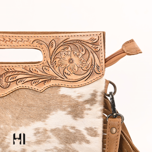 Bolso Bandolera Boho Hecho a Mano de Cuero de Vaca con Pelo, Bordado Estilo Western, con Correa Desmontable - Product Image 6