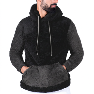 Sudadera con Capucha para Hombre, de Forro Polar, Color Sólido, Corte Regular, Informal, para Invierno, con Bolsillo, Tejido de Poliéster Antipilling - Product Image 4