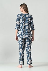 ชุดนอนพิมพ์ลายสำหรับผู้หญิง ชุดเสื้อและกางเกงสองชิ้น - Product Image 2