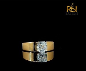 Bague solitaire de luxe pour homme avec diamant de laboratoire taille coussin 2 carats couleur DEF |   Bague solide en or 9K 14K 18K, bijoux fins, taille personnalisée - Product Image 1