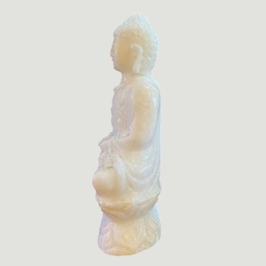 Estatua de Buda de Jade Blanco Natural Tallada en Relieve, Figura de Cristal de Cuarzo Pulido para Decoración de Altar en el Hogar - Product Image 6