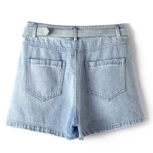 Shorts de mezclilla personalizados al por mayor para mujer, shorts de mezclilla de talla grande, shorts de mezclilla elásticos sexys para mujer, shorts de mezclilla azules para mujer - Product Image 2