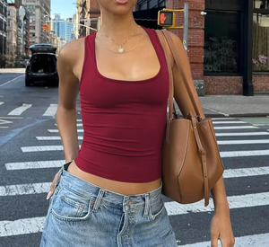 Top Corto de Mujer, Cuello en V, Manga Larga, Corte Regular, Casual, para Todas las Temporadas, Color Sólido, Tejido de Punto, Secado Rápido, 100% Algodón - Product Image 2