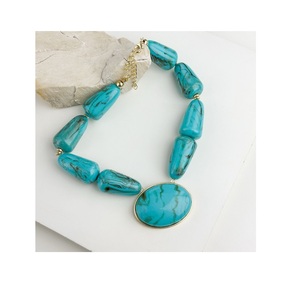 Collar de Resina con Hojas de Oro de Lujo, Colgante Hecho a Mano por Diseñador, Cuentas con Forma de Paz, APEX ALIGN, Accesorios de Moda para Mujer, Regalo - Product Image 3