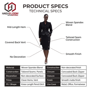 Falda Lápiz a la Rodilla Hashbloom International, Personalizada OEM, Tejida con Spandex, Detalle de Botones Naturales, Formal para Oficina, para Mujer - Product Image 5