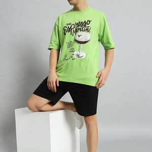 Nouvel ensemble d'été décontracté pour homme : T-shirt à manches courtes et short respirant 100 % coton, séchage rapide, motif uni, personnalisable - Product Image 2