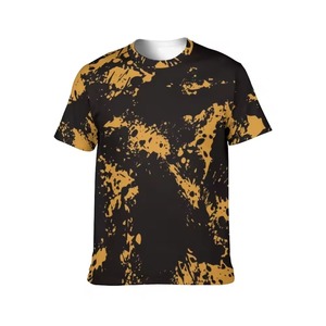 Custom Sublimation Printed Men's Athletic <b>T</b>-<b>Shirt</b> Quick Dry Black Gold Splatter Design Short Sleeve Crew Neck Regular Fit - Product Image 2