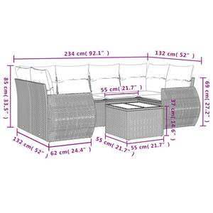 Juego de sofás de patio de ratán sintético negro de 7 piezas con cojines, elegantes muebles de exterior - Product Image 3