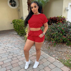 Logotipo personalizado de verano de las mujeres corto conjunto de ropa sin respaldo 2022 Top 2 de dos piezas pantalones cortos conjunto - Product Image 6