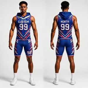 7v7 Football <b>Technical</b> Set Red Circuit Sublimation Sleeveless Hoodie Athletic <b>Shorts</b> Moisture Wicking Training Gear - Product Image 3