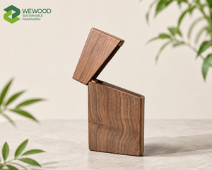 WEWOOD OEM Porte-cartes de visite moderne en bois de noyer personnalisé avec fermeture magnétique, taille et épaisseur personnalisables - Product Image 1