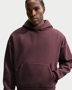 <b>Men's</b> <b>Burgundy</b> Hooded Pullover Sweatshirt Oversized Fit Cotton Fleece Casual <b>Hoodie</b> with Front Pocket Autumn Wear - Product Image 3