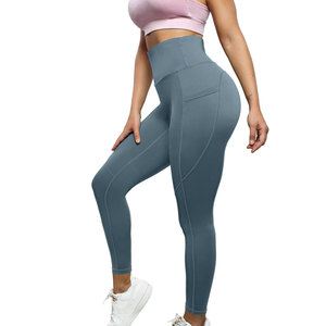 Haute qualité Gym entraînement vêtements de sport taille haute Yoga Leggings taille élastique solide jambe droite pantalons de sport pour un mode de vie actif - Product Image 3
