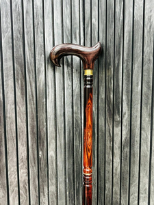 Canne de marche en bois personnalisée, faite à la main, avec poignée courbée sculptée, détails en laiton, design vintage classique - Product Image 3