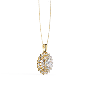 Collier pendentif tendance unisexe en or jaune 18 carats massif, serti de diamants naturels taille brillant, certifié IGI - Product Image 2
