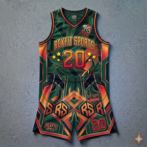 REXFIT SPORTS Kit de basket-ball personnalisé pour adultes, léger, respirant, en polyester, avec short et maillot, séchage rapide - Product Image 2