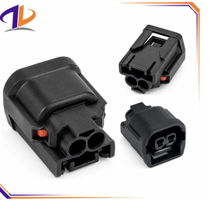 Connecteur de faisceau de câbles étanche pour feux de brouillard et feux de jour (DRL) automobile, 2 broches, en cuivre, noir, HX060, 1,5 mm, compatible 6189-7408 - Product Image 1