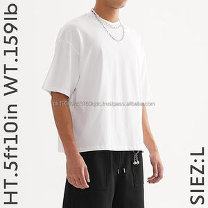 T-shirt court et ample pour homme – Coton épais 300 GSM, coupe oversize streetwear à épaules tombantes - Product Image 2