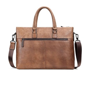 Bolso bandolera para portátil de cuero genuino hecho a mano, impermeable, duradero, personalizable, maletín de oficina, bolsos de cuero para portátil - Product Image 1