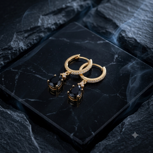 Conjunto de Collar y Pendientes de Plata de Ley 925 con Ónix Negro y Moissanita para Mujer - Product Image 6