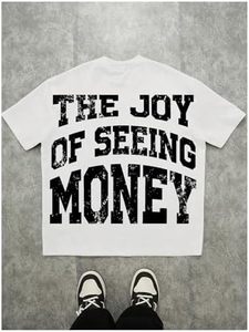 Camiseta de algodón blanca de manga corta con cuello redondo para hombre Joy Seeing Money, corte regular, transpirable, ecológica, estilo urbano. - Product Image 6