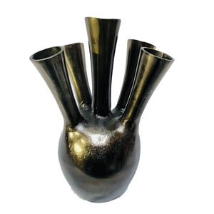 Vases à fleurs en aluminium poli miroir, modernes, écologiques, durables, en forme de corne, 5 supports pour fleurs, vase pot |   Plusieurs pots de fleurs - Product Image 1