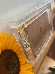 Clear Resin Photo <b>Frame</b> with Family Words, Laugh Live Love Family Home Pastel Heart Glitter Picture <b>Frame</b> Gifts REHMAN CRAFT - Product Image 3