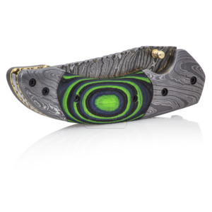 Couteau pliant Damascus Deal en acier Damas, lame Drop Point, manche Micarta, fait main, couteau de poche, outil multifonction pour la chasse en extérieur - Product Image 3