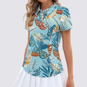 Polo à col rayé pour femme, polo à revers côtelés pour femme, polo à ourlet fendu sur le côté pour femme, polo à ourlet incurvé pour femme - Product Image 3