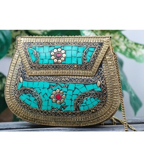 Bolso de Mano Vintage con Mosaico Indio, Bolso Bandolera de Metal para Mujer, Bolso de Boda Bohemio, Bolso de Regalo - Product Image 1