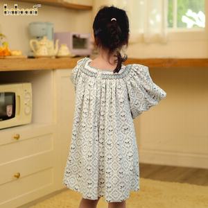 Robe courte en velours côtelé à manches longues, imprimé géométrique festonné, pour filles, automne, enfants, écologique, 100% coton OEKO-TEX - Product Image 5