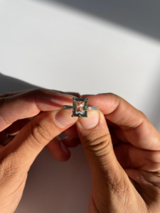 Natural Green Amethyst Prasiolite <b>Ring</b> 925 Sterling <b>Silver</b> Radiant Cut Mint Green Gemstone <b>Solitaire</b> with Zircon Accents - Product Image 6