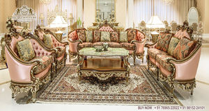 Conjunto de sofás de 5 plazas estilo victoriano para sala de estar, juego de sofás estilo antiguo y pulido, Estilo clásico - Product Image 5