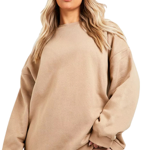 New Design Crew Neck Custom Autumn <b>Gym</b> Fitness <b>Sets</b> Women Plain Cotton Velour Puff <b>Sleeve</b> Loose <b>Long</b> <b>Sleeve</b> Pullover Sweatshirt - Product Image 1