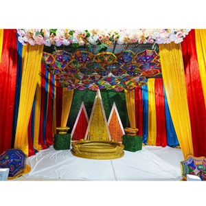 Trending Vattna Ceremonia Decoración con Urli y Paraguas Tradicional Punjabi Boda India Haldi Boda Evento Escenario Configuración EE. UU. - Product Image 1