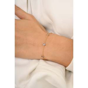 18K Gold Rhodium Plated Pear Cut <b>Tanzanite</b> Charm <b>Bracelet</b>-Minimal Everyday Style - Product Image 2
